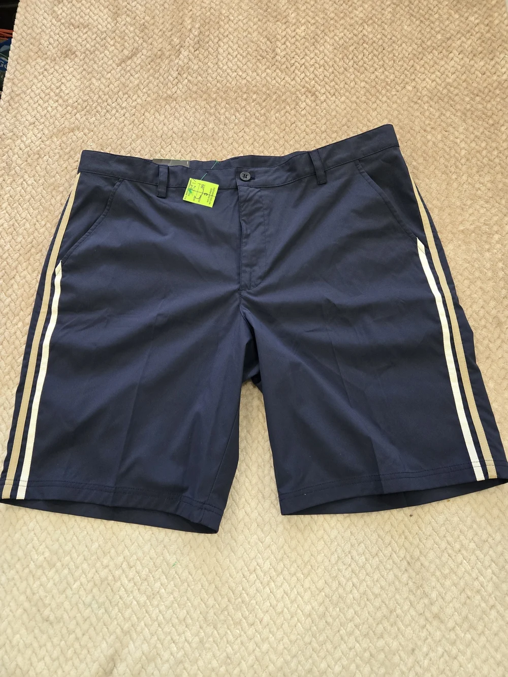 IZOD Men's Navy Golf Shorts with Side Stripe Size 42